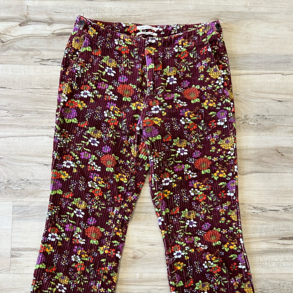 Urban Outfitters Cassie Corduroy floral kick flare boho pants 4
